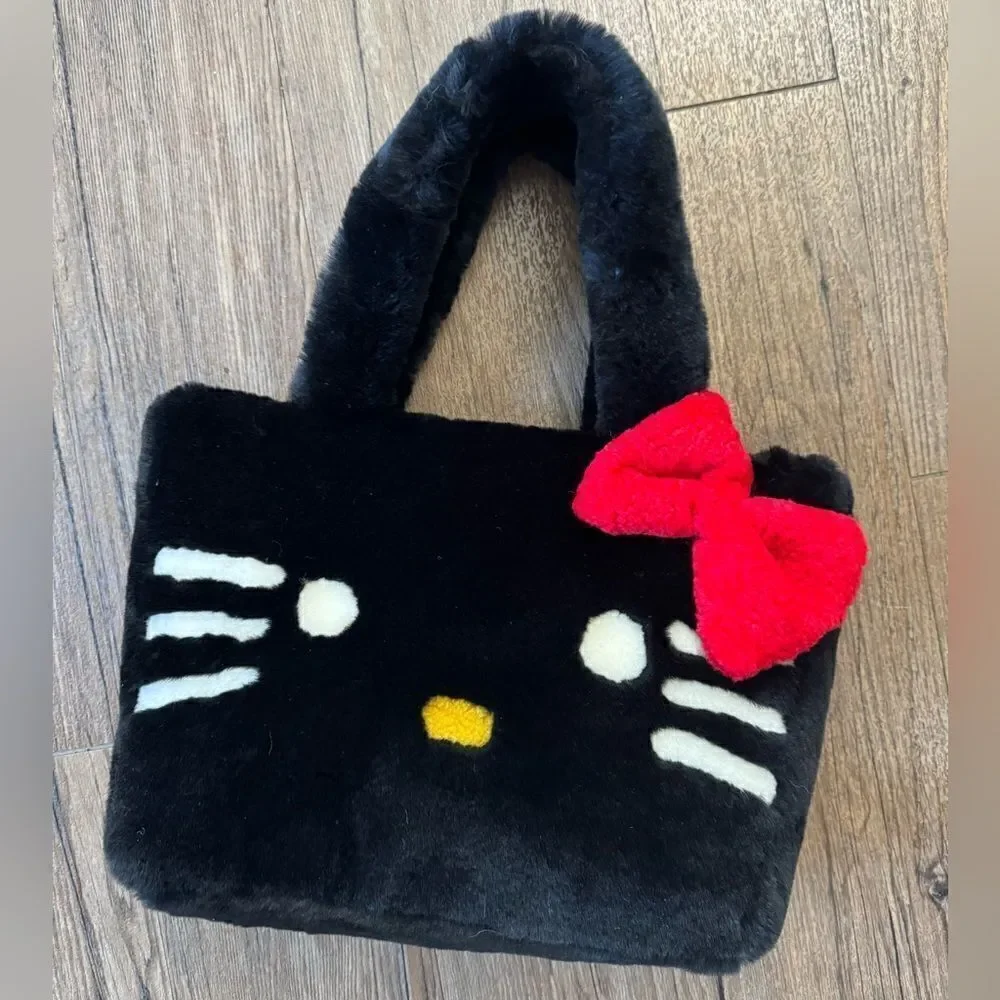 Colorblock Handmade Real Shearling Kitty Cat Large Tote/Shoulder Bag/Crossbody